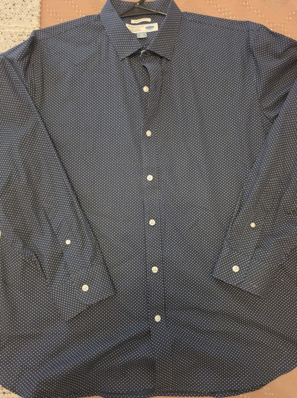 Old Navy Navy Blue Microdot Men's Dress Shirt
